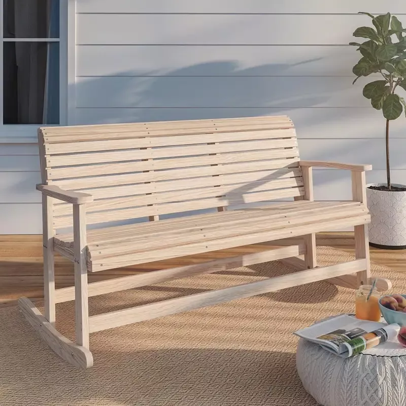 LA Swings Roll Back Outdoor Rocking Bench