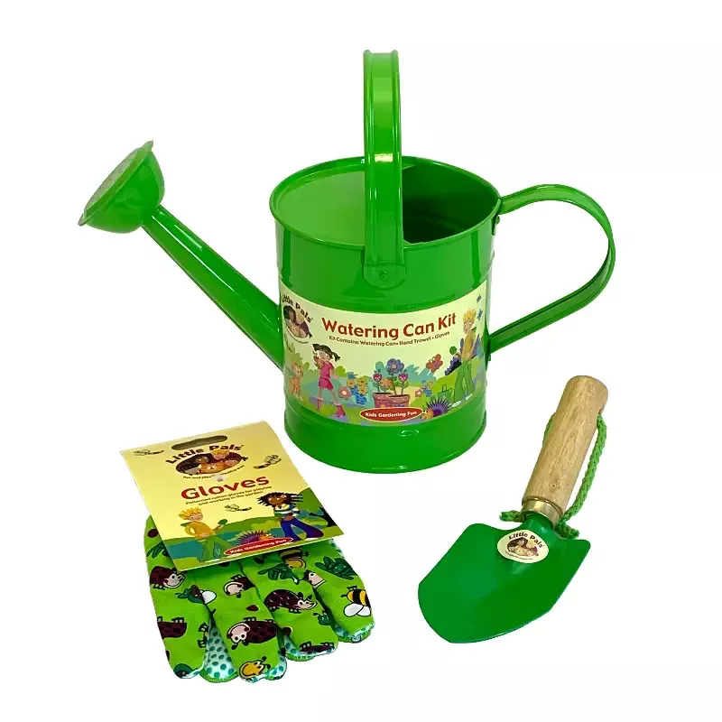 Little Pals Kids Green Watering Can Kit w/Trowel & Gloves