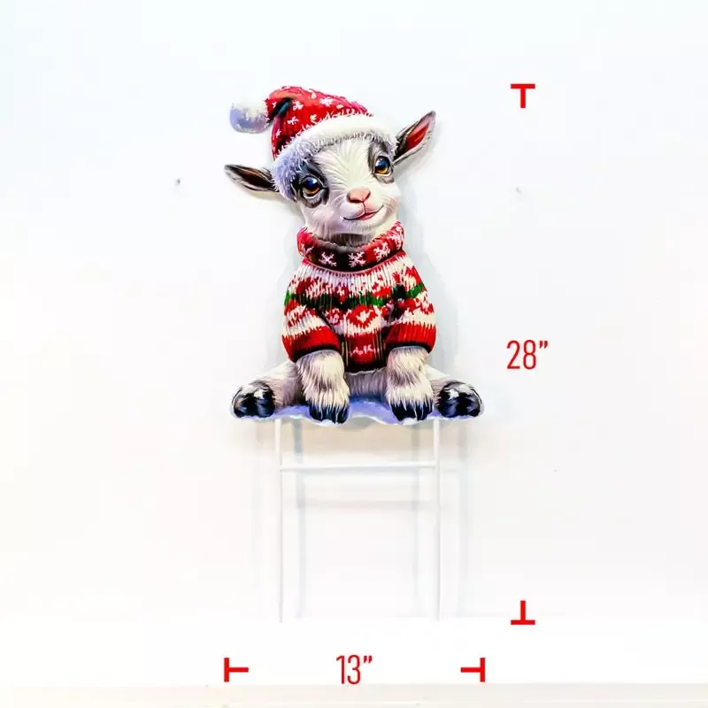 Metal Christmas Goat with Sweater