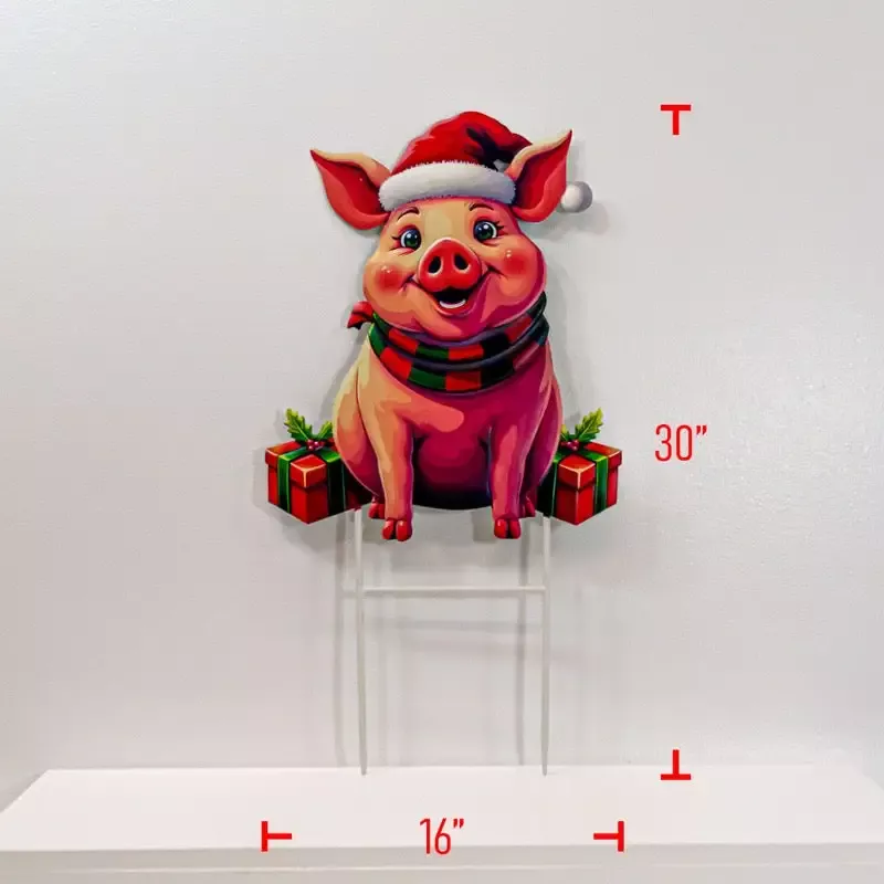 Metal Christmas Pig W/ Presents