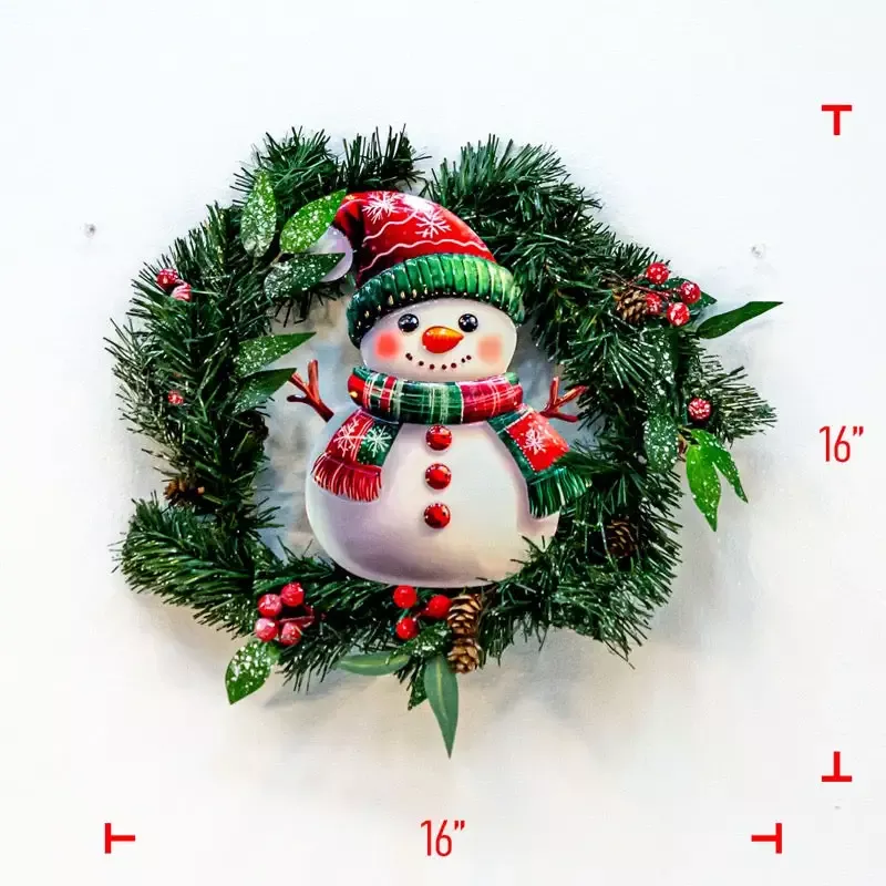 Metal Christmas Wreath with Snowman