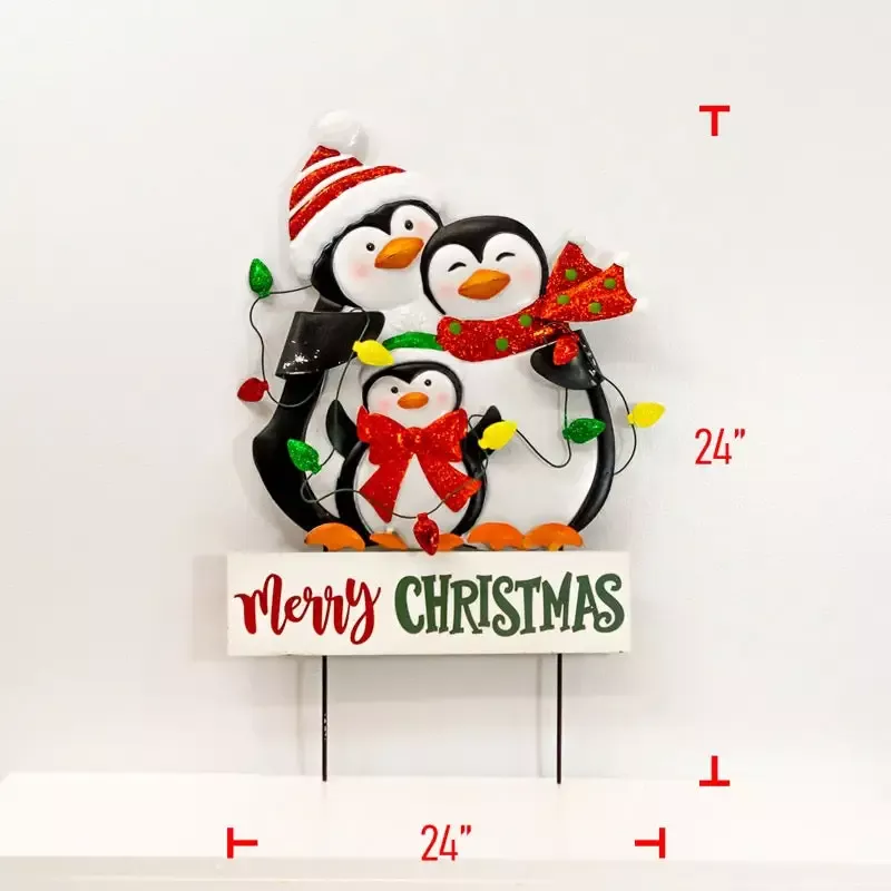 Metal Merry Christmas Penguins