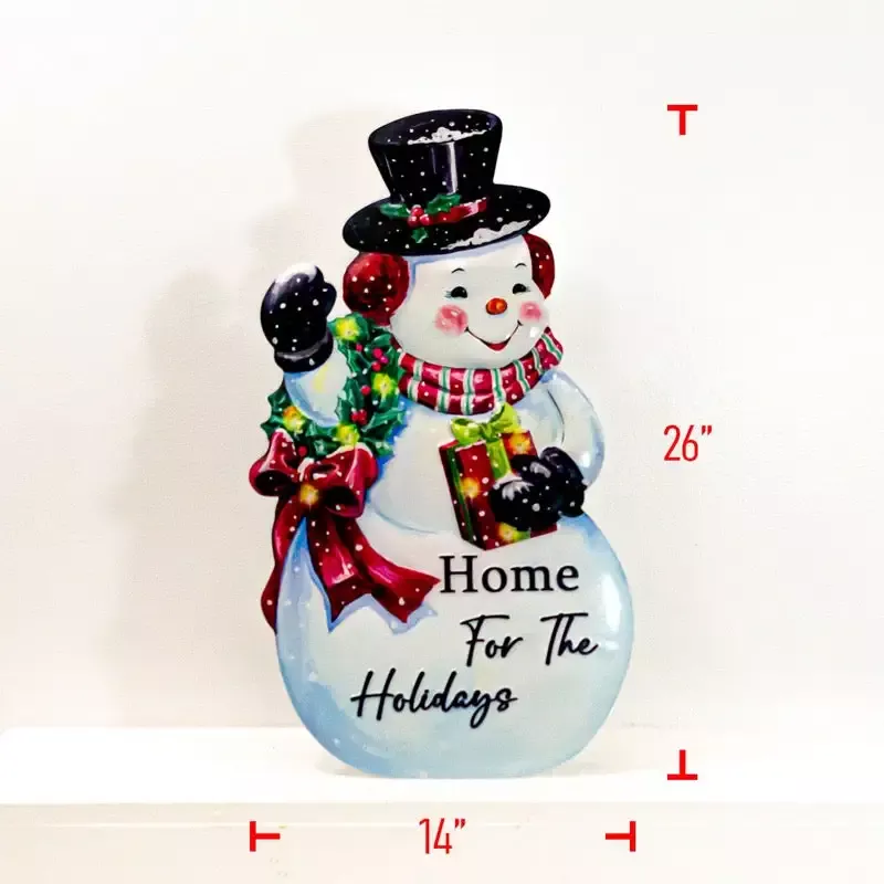 Metal Snowman On Easel