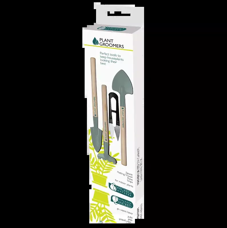 Mini Plant Grooming Kit – Set of 4 Tools, Spade, Trowel, Rake & Snips – Indoor Use