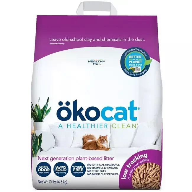 Okocat Low Tracking Clumping Mini Pellets Wood Cat Litter 10-lbs