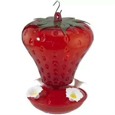 Panacea™ Plastic Strawberry Hummingbird Feeder – 40oz