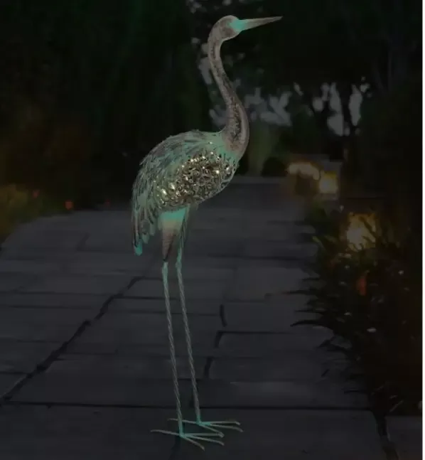Patina Solar Crane Decor – Up