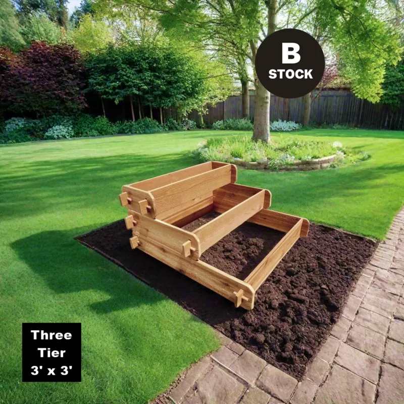 ‘PICKUP ONLY’ B-STOCK Raised Garden Bed Kit 3 Tiered (1×3 2×3 3×3) Select Cedar Elevated Planter