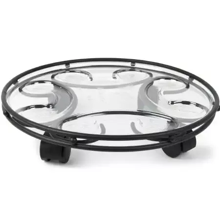 Plant Caddy, Black Wire with Saucer 14″