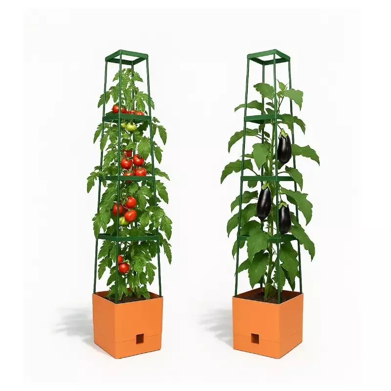 Plant Tower with Watering System MAXITOM – 2 pcs. Orange, with Green Trellis