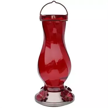 Red Twisted Glass Hummingbird Feeder