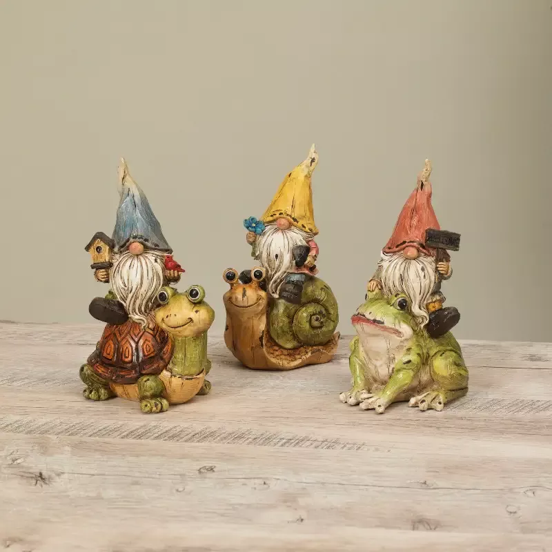 Resin Garden Gnome with Animal