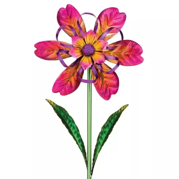 Ribbon Flower Spinner Stake-Pink