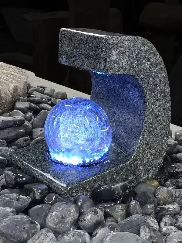 Rolling Ball Granite C Fountain Kit – Complete Water Feature with Light