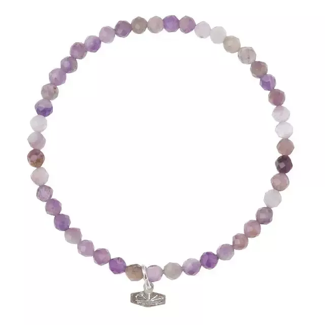 Scout Mini Faceted Stone Stacking Bracelet – Amethyst/Silver