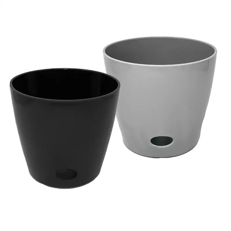 Self-Watering Plant Pot Set of 2 – 10″ Black & 10″ Gray