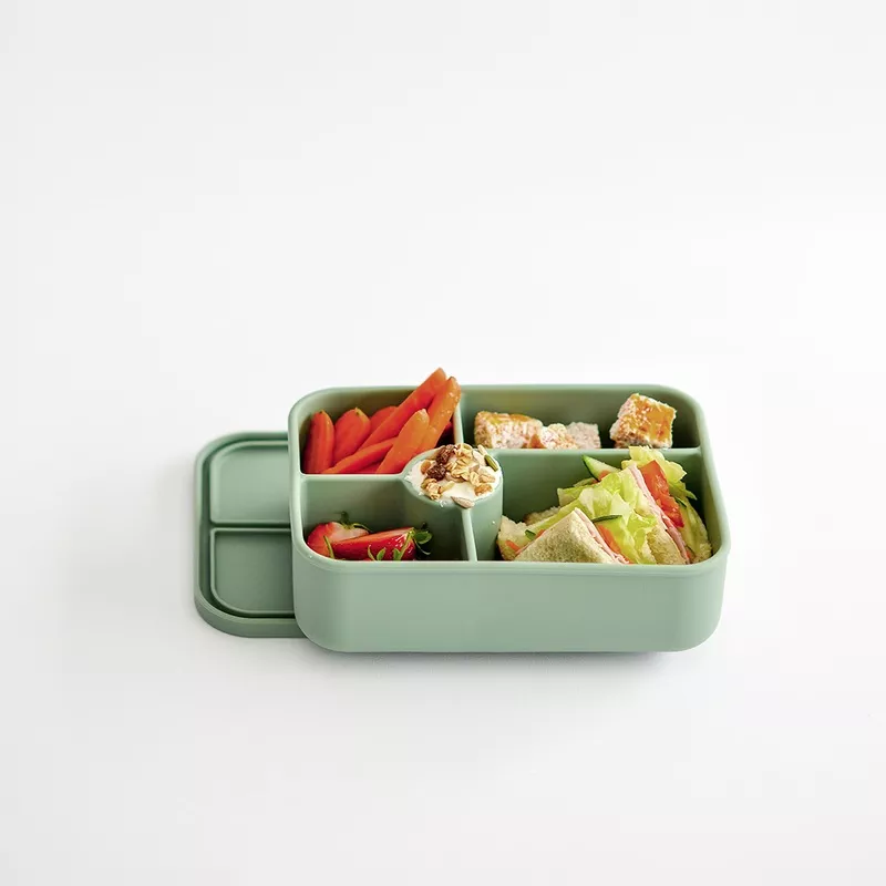 SILICONE 5 SECTION LUNCH BOX FORREST GREEN