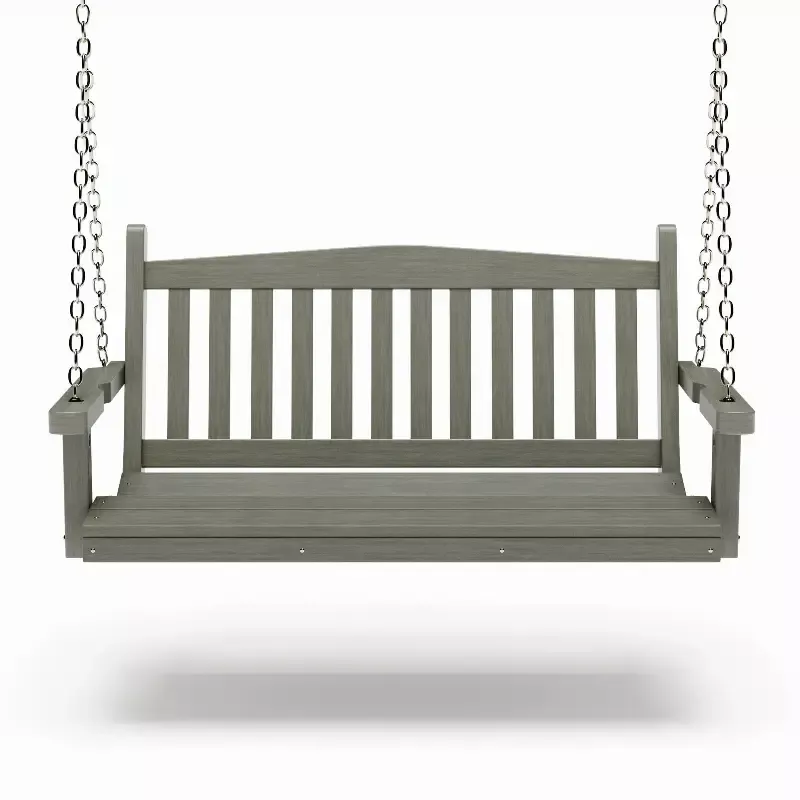 SimplyPoly 5 Foot Amish Made Mission Recycled Plastic Porch Swing, Driftwood Grey Wood Grain
