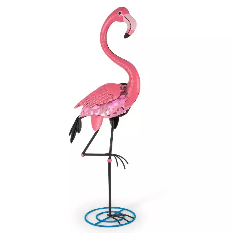 Solar Metal Flamingo Decor