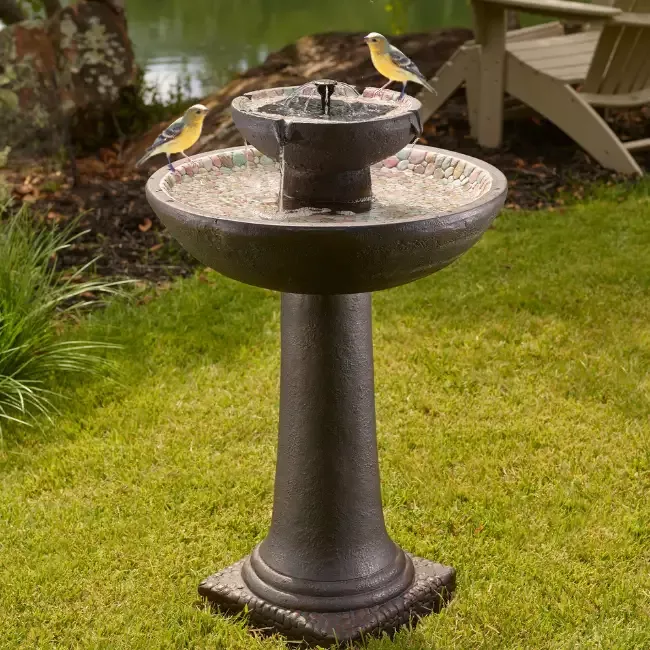 Solar Pebble Stream Fountain – Birds Love It