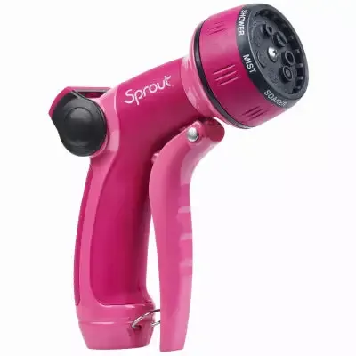 Sprout 7-Pattern Hose Nozzle, Front Trigger, Red