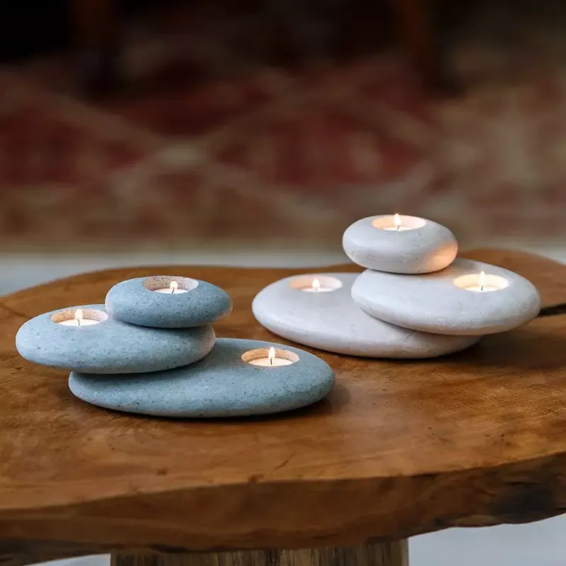 Stacked Stone Candle Holder