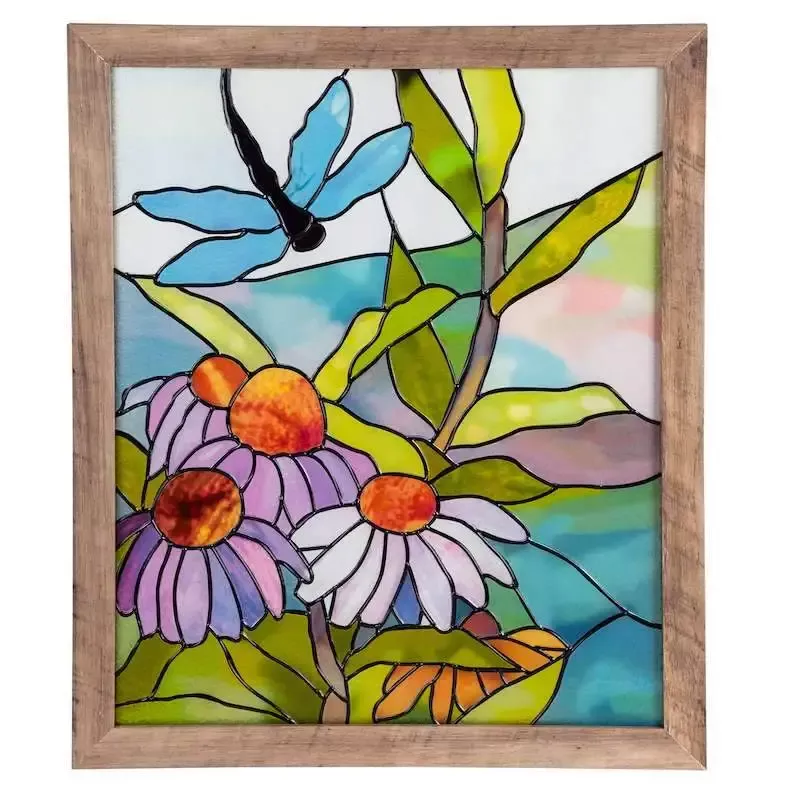 Stained Glass Dragonfly Panel