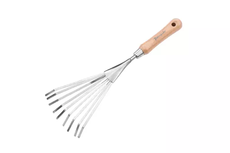 Stainless Steel Hand Rake with Bamboo Handle 13.5″ L