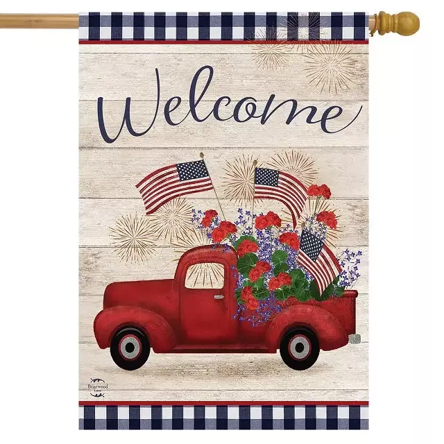 Stars and Stripes Truck Patriotic Welcome Garden Flag