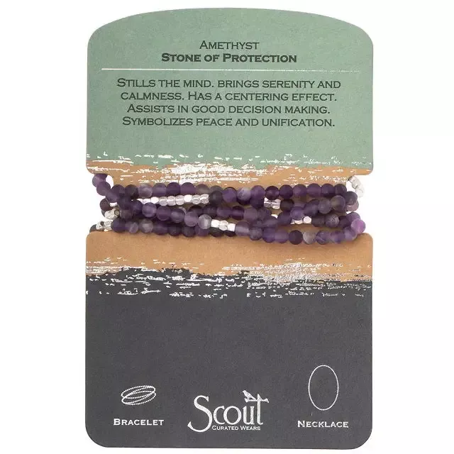 Stone Wrap Bracelet/Necklace – Amethyst