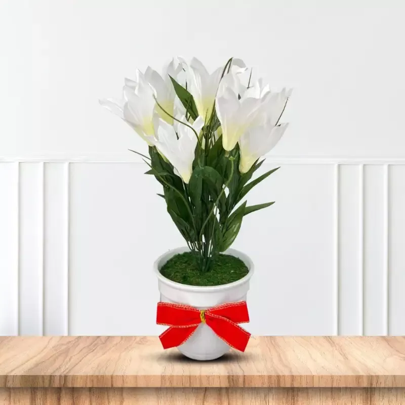 Stunning White Flowers in Ceramic Planter – Artificial-Good Gift