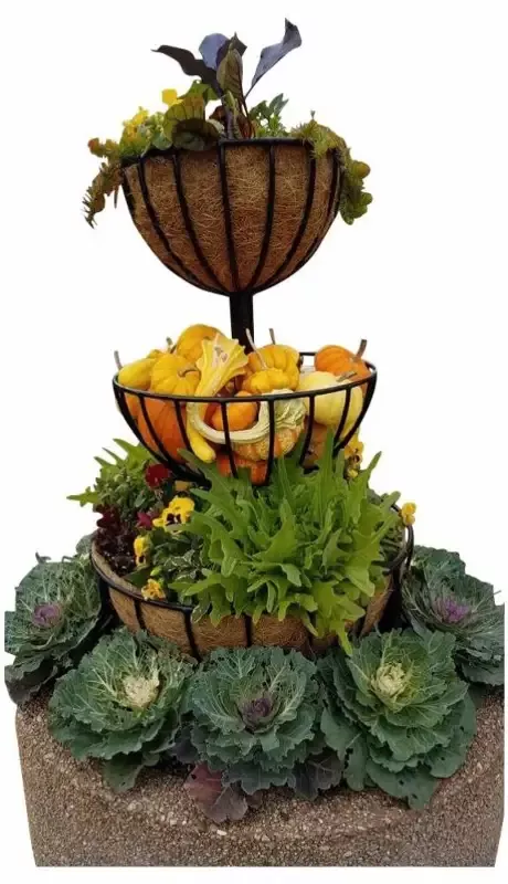 Three Tiered Classic Cascade Planter with Coco Liners