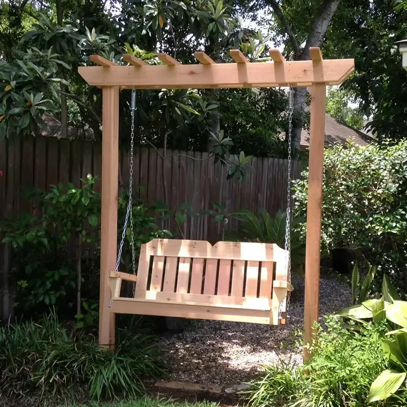 TMP Outdoor Furniture Victorian Red Cedar Post Style Arbor 5-Foot Swing Set
