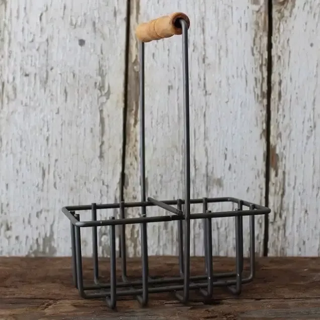 Two Cell Welded Metal Milkbottle Holder