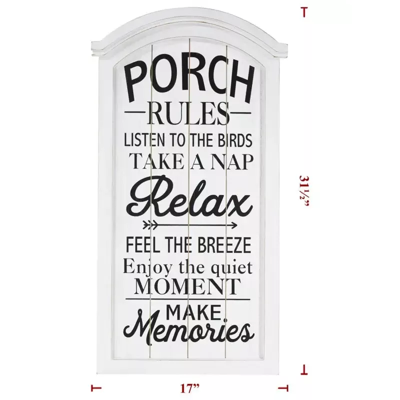 Wooden Porch Rules Sign